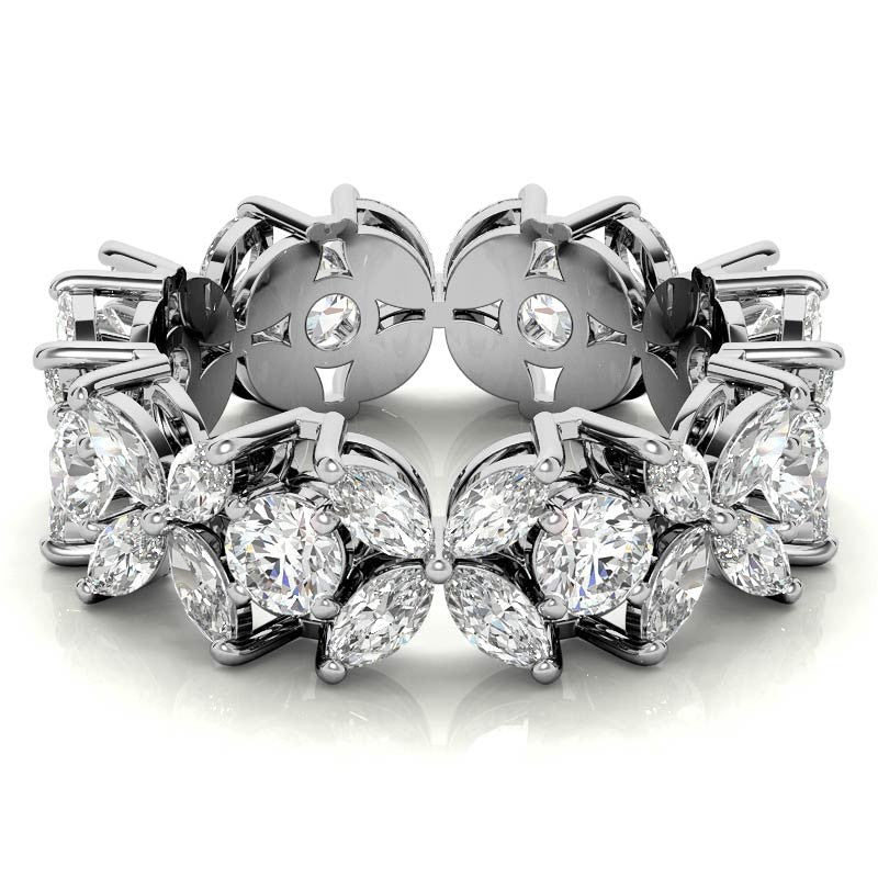 Round Brilliant and Marquise Moissanite Eternity Ring