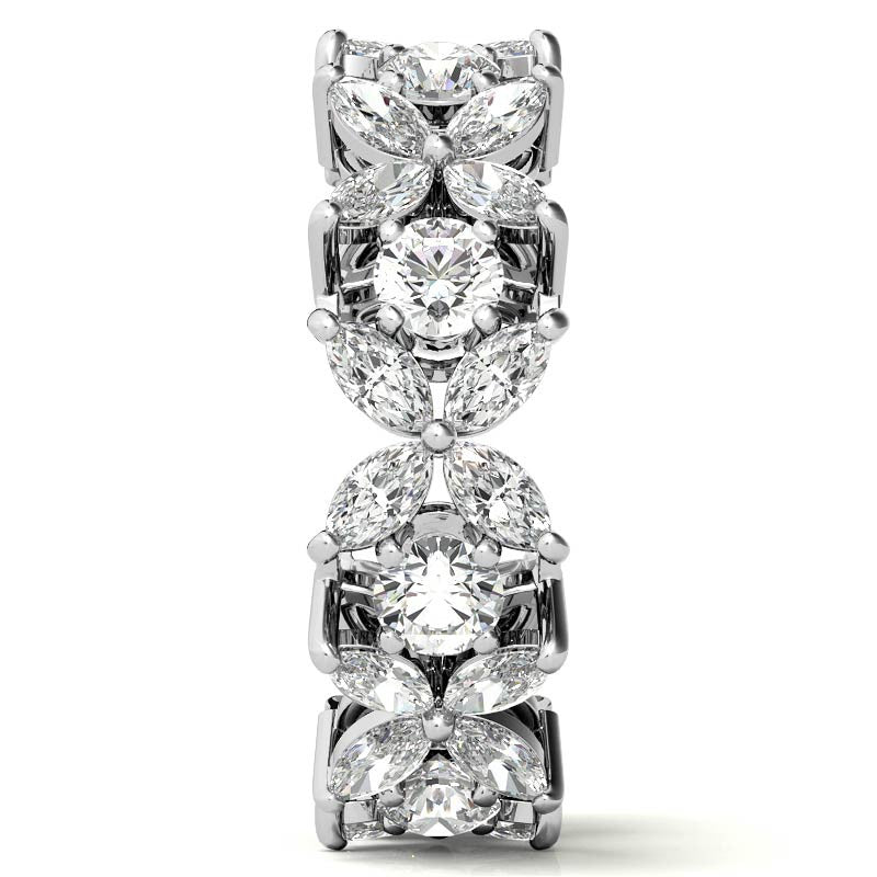 Round Brilliant and Marquise Moissanite Eternity Ring