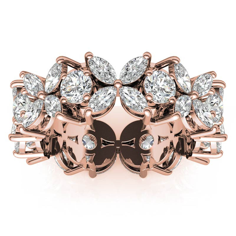 Round Brilliant and Marquise Moissanite Eternity Ring