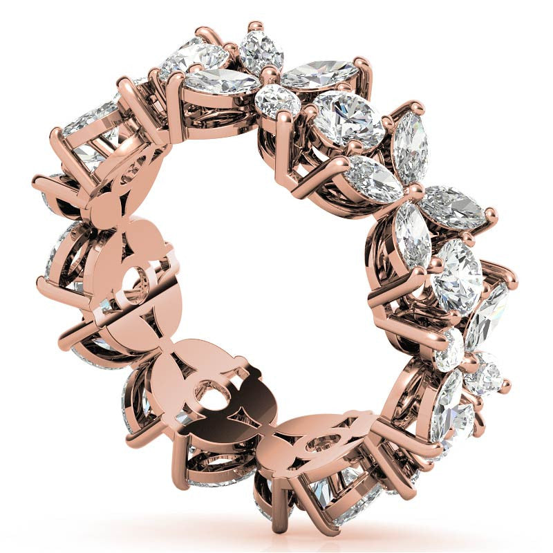 Round Brilliant and Marquise Moissanite Eternity Ring