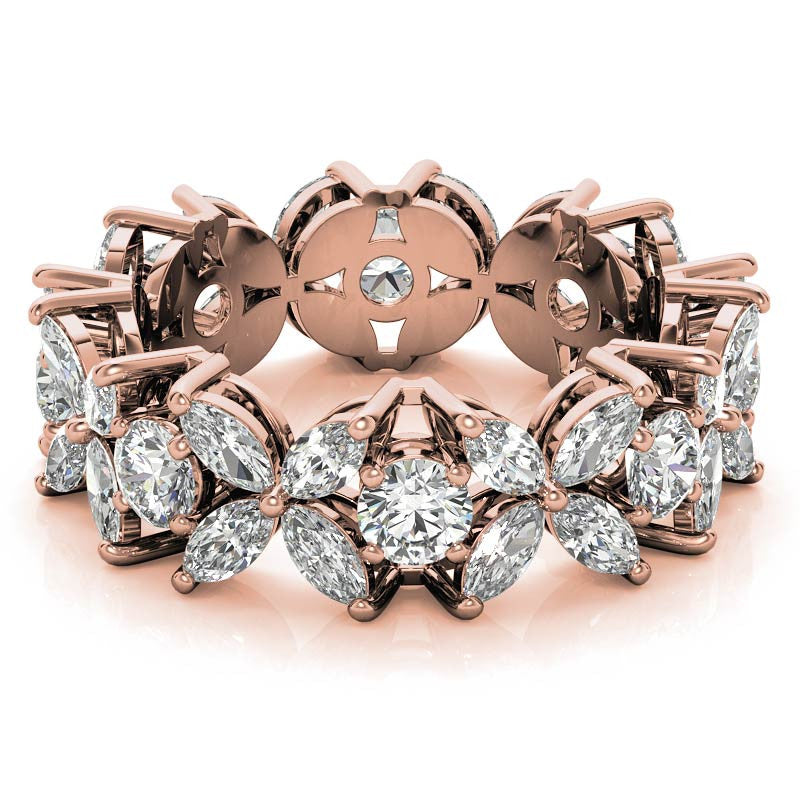 Round Brilliant and Marquise Moissanite Eternity Ring