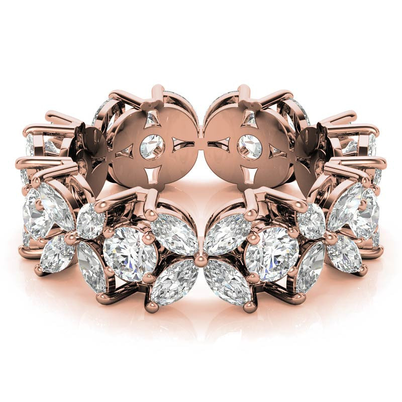 Round Brilliant and Marquise Moissanite Eternity Ring