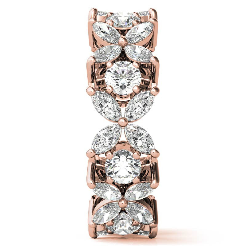 Round Brilliant and Marquise Moissanite Eternity Ring