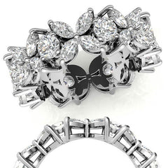 Round Brilliant and Marquise Moissanite Eternity Ring
