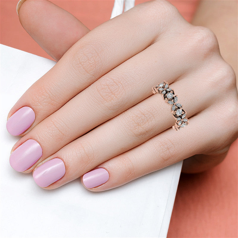 Round and Marquise Moissanite Eternity Ring