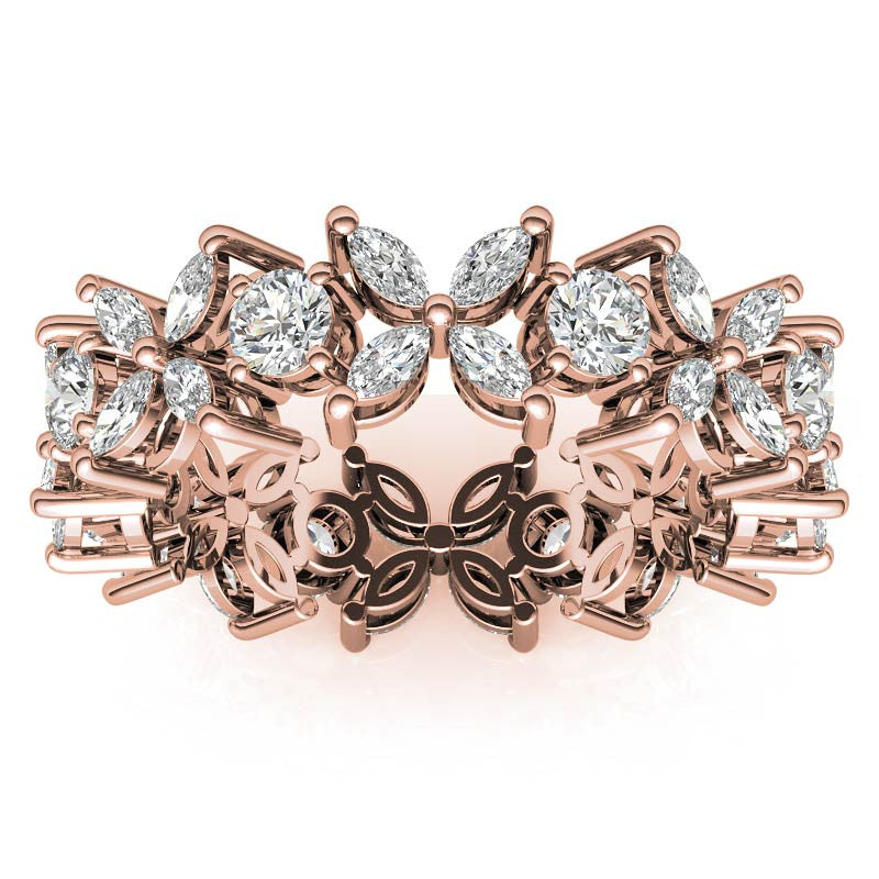 Round and Marquise Moissanite Eternity Ring