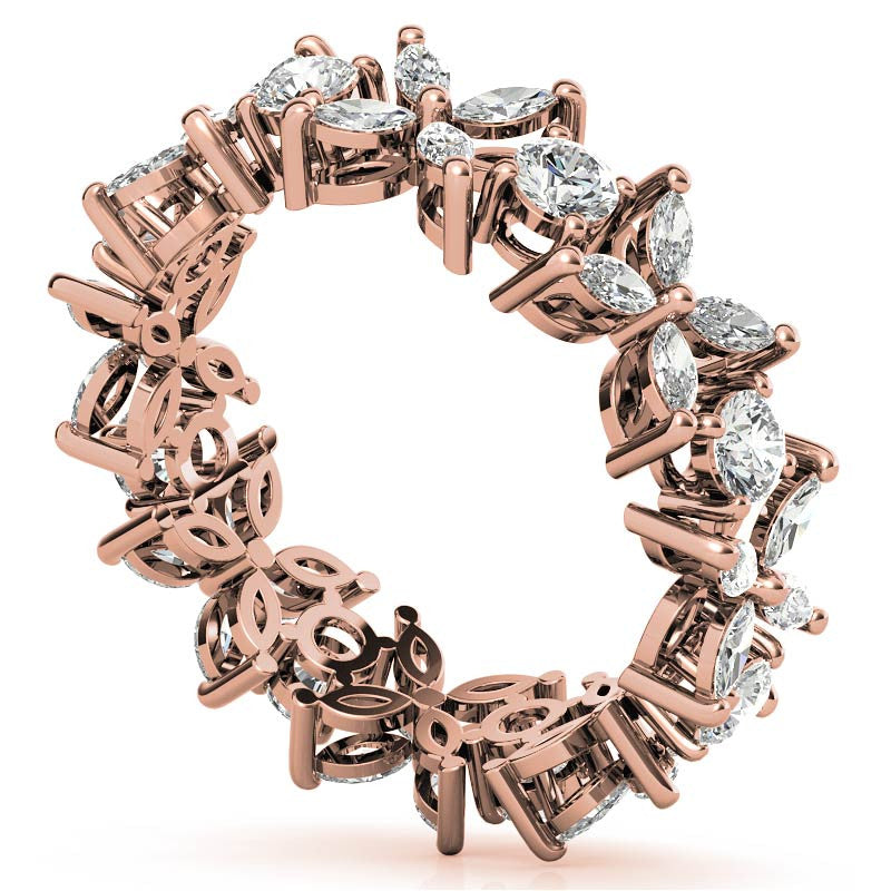 Round and Marquise Moissanite Eternity Ring