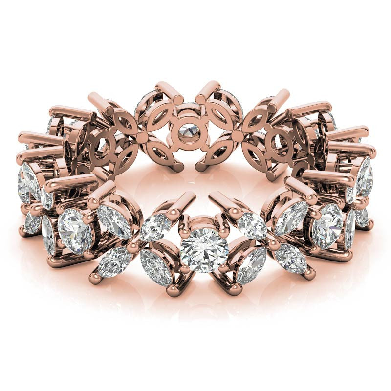 Round and Marquise Moissanite Eternity Ring