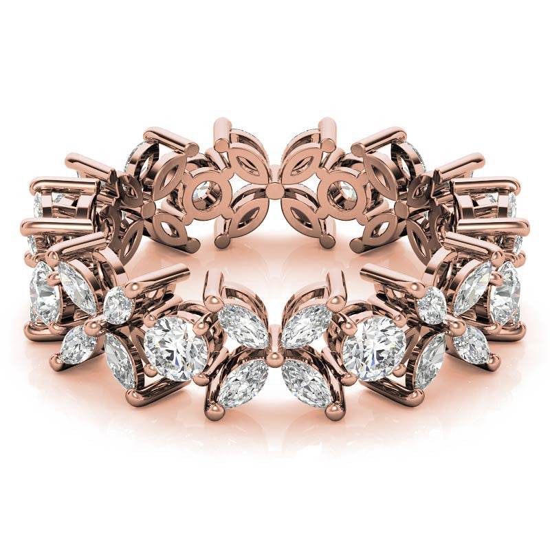 Round and Marquise Moissanite Eternity Ring