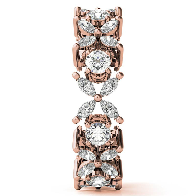 Round and Marquise Moissanite Eternity Ring