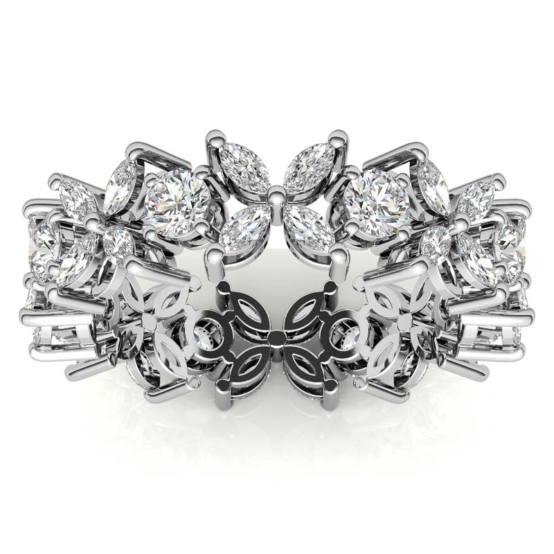 Round and Marquise Moissanite Eternity Ring