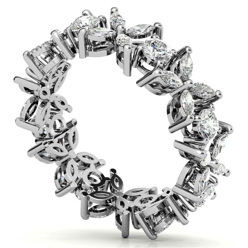 Round and Marquise Moissanite Eternity Ring