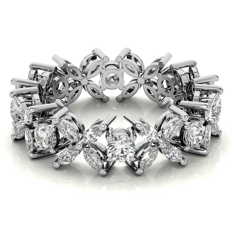 Round and Marquise Moissanite Eternity Ring