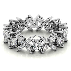 Round and Marquise Moissanite Eternity Ring