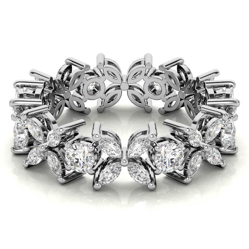 Round and Marquise Moissanite Eternity Ring