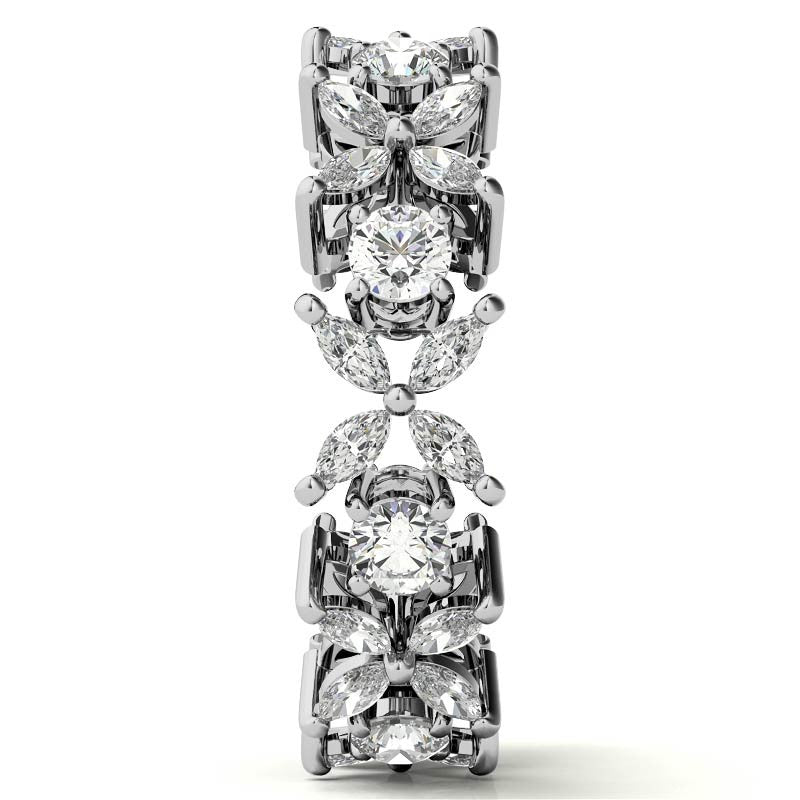 Round and Marquise Moissanite Eternity Ring