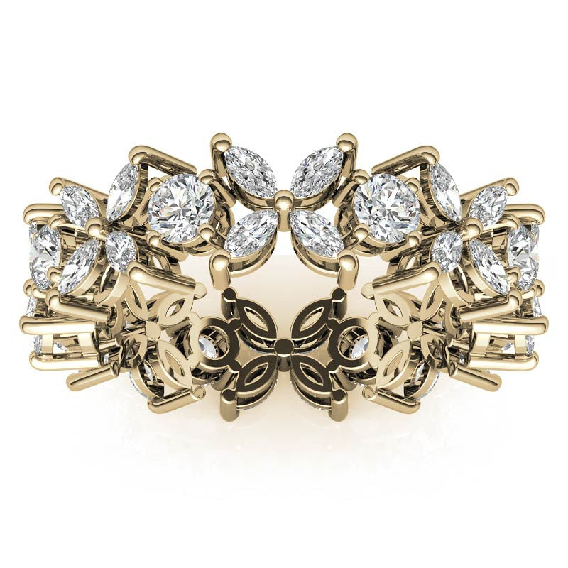 Round and Marquise Moissanite Eternity Ring