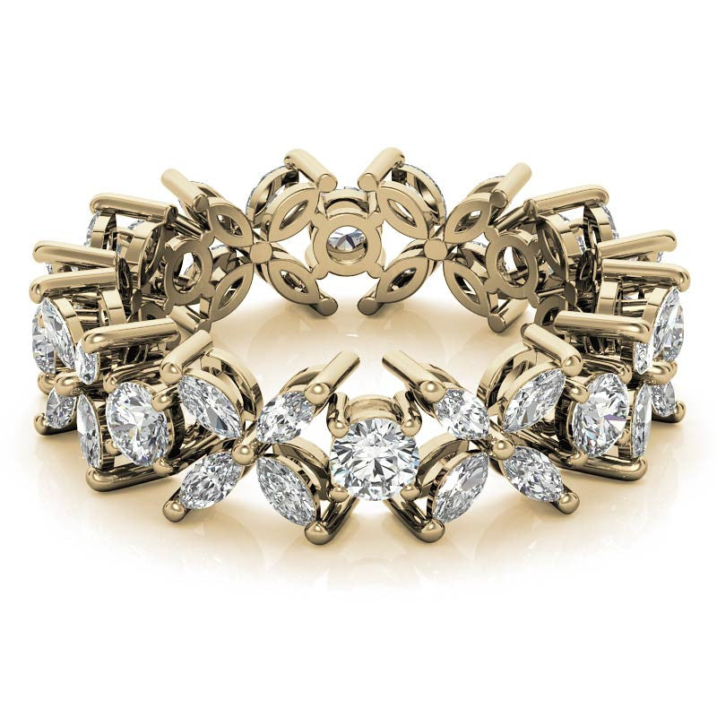Round and Marquise Moissanite Eternity Ring