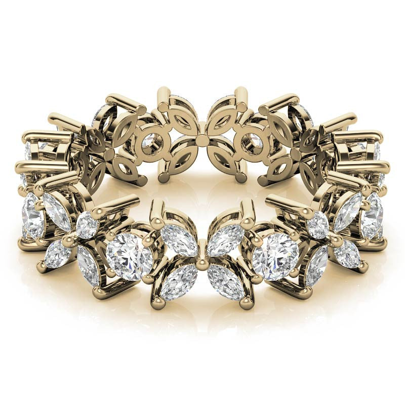 Round and Marquise Moissanite Eternity Ring