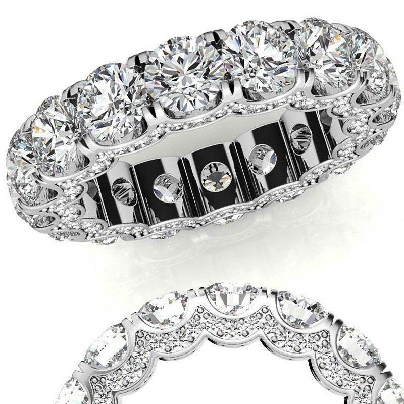 Round Pave Style U-Prong Moissanite Eternity Band