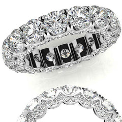 Round Pave Style U-Prong Moissanite Eternity Band