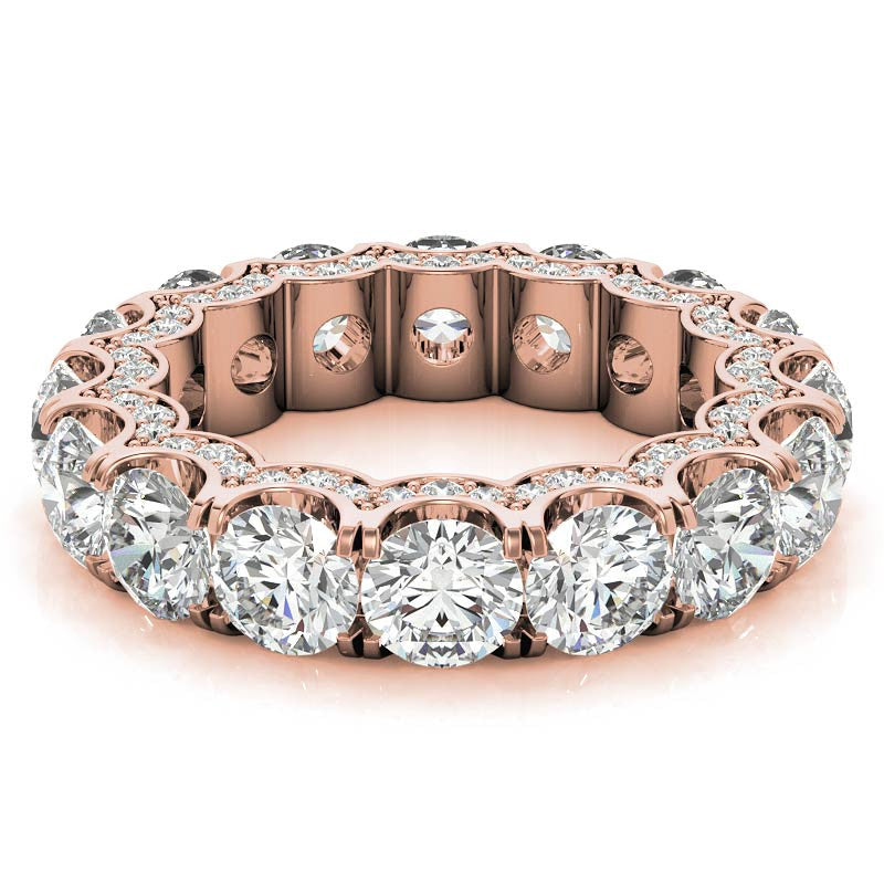 Round Pave Style U-Prong Moissanite Eternity Band