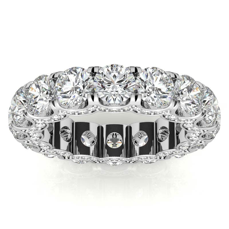 Round Pave Style U-Prong Moissanite Eternity Band