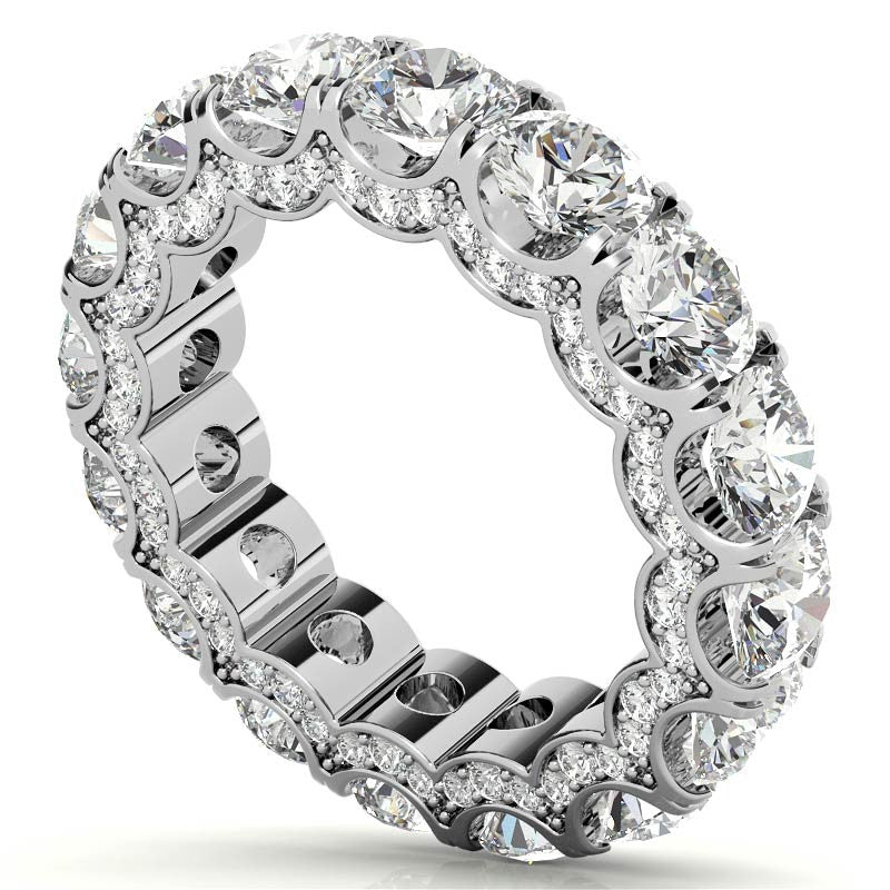 Round Pave Style U-Prong Moissanite Eternity Band