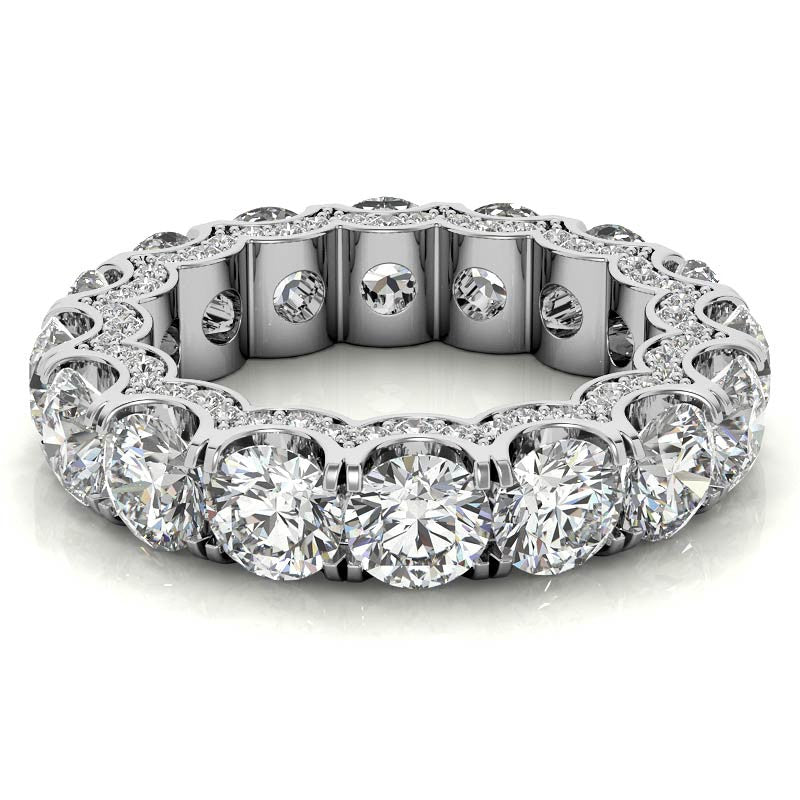 Round Pave Style U-Prong Moissanite Eternity Band