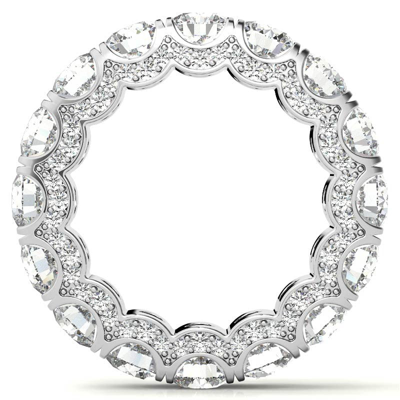 Round Pave Style U-Prong Moissanite Eternity Band