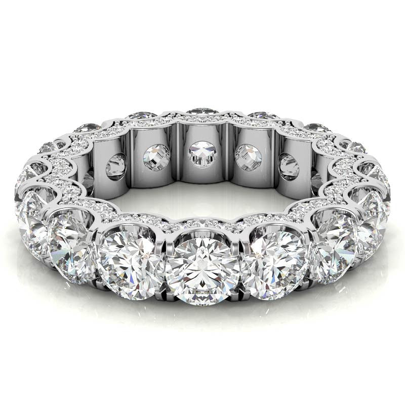 Round Pave Style U-Prong Moissanite Eternity Band
