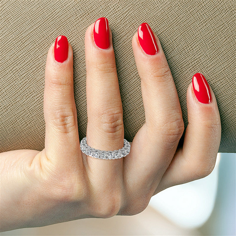 Round Pave Style U-Prong Moissanite Eternity Band