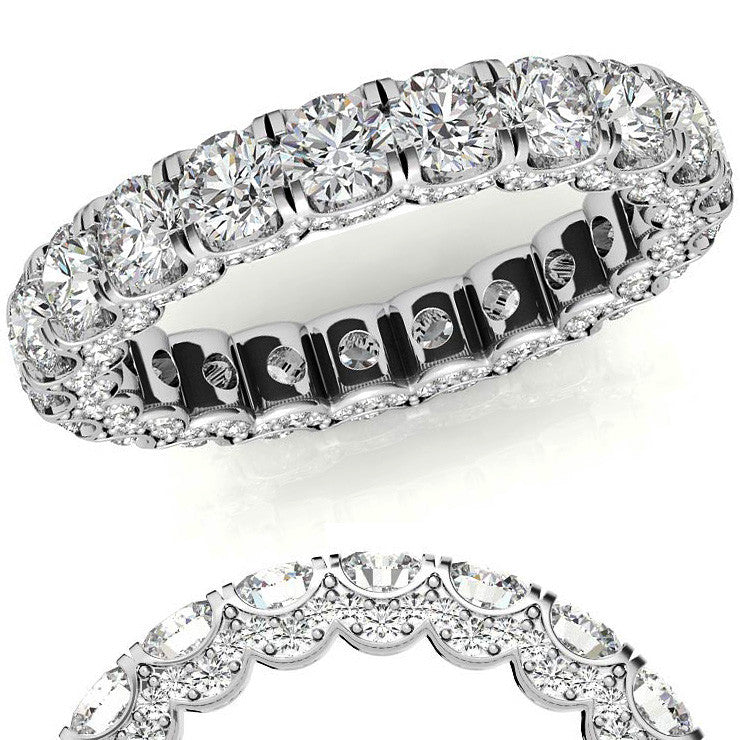 Round Pave Style U-Prong Moissanite Eternity Band