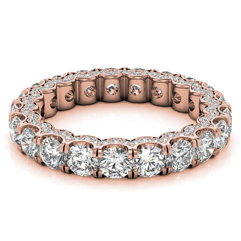 Round Pave Style U-Prong Moissanite Eternity Band