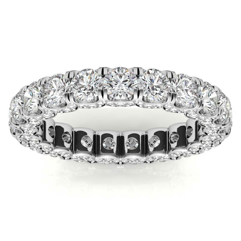 Round Pave Style U-Prong Moissanite Eternity Band