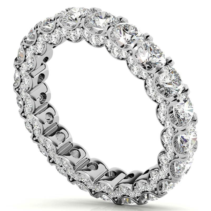 Round Pave Style U-Prong Moissanite Eternity Band