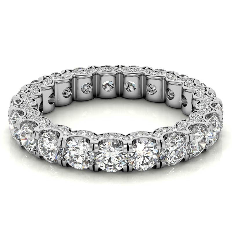 Round Pave Style U-Prong Moissanite Eternity Band