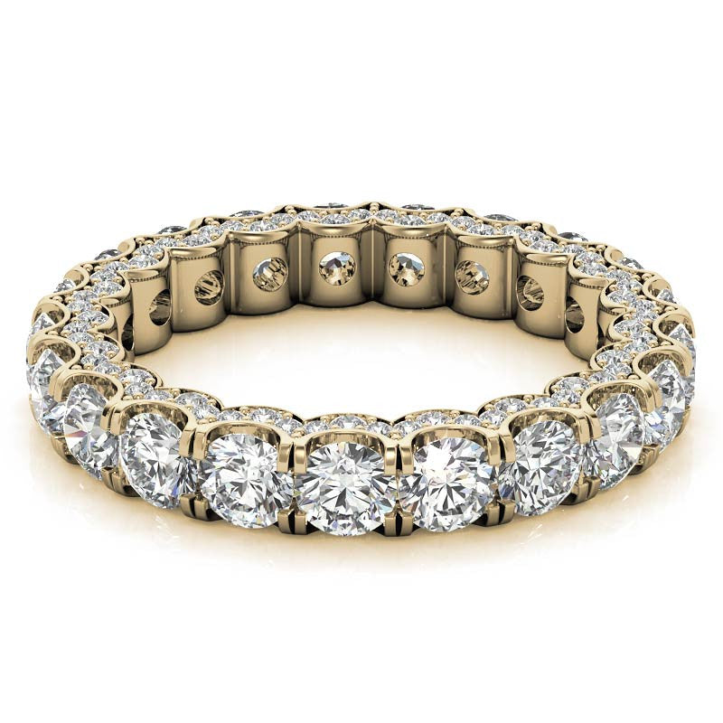 Round Pave Style U-Prong Moissanite Eternity Band