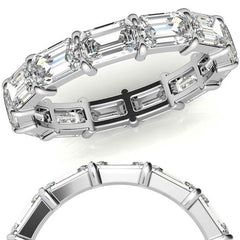5x3mm Emerald Shared Prong Moissanite Eternity Ring