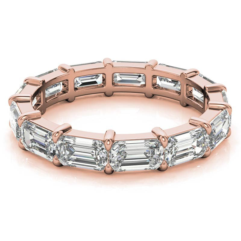 5x3mm Emerald Shared Prong Moissanite Eternity Ring
