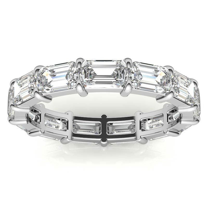 5x3mm Emerald Shared Prong Moissanite Eternity Ring