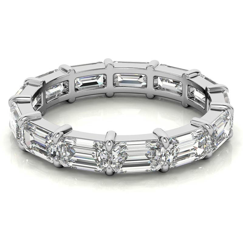 5x3mm Emerald Shared Prong Moissanite Eternity Ring