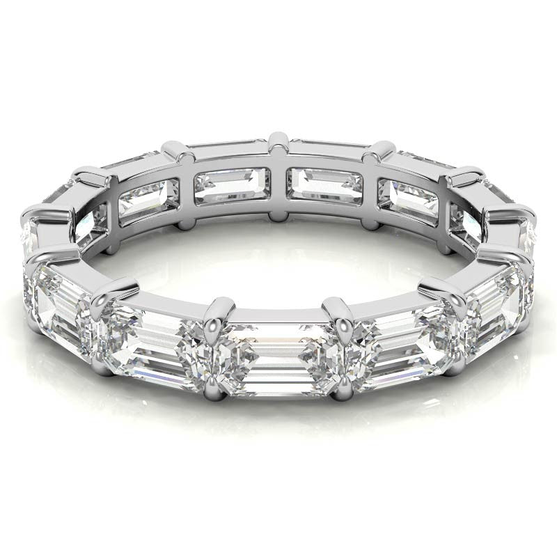 5x3mm Emerald Shared Prong Moissanite Eternity Ring