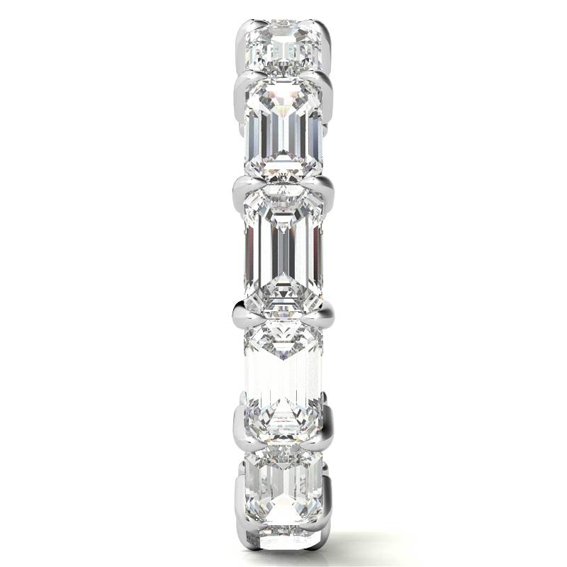 5x3mm Emerald Shared Prong Moissanite Eternity Ring