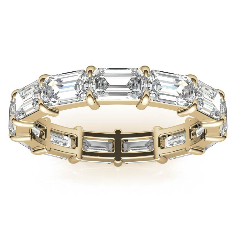 5x3mm Emerald Shared Prong Moissanite Eternity Ring
