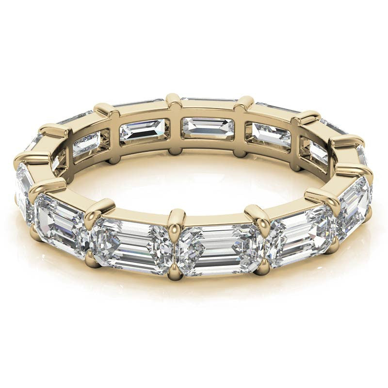 5x3mm Emerald Shared Prong Moissanite Eternity Ring