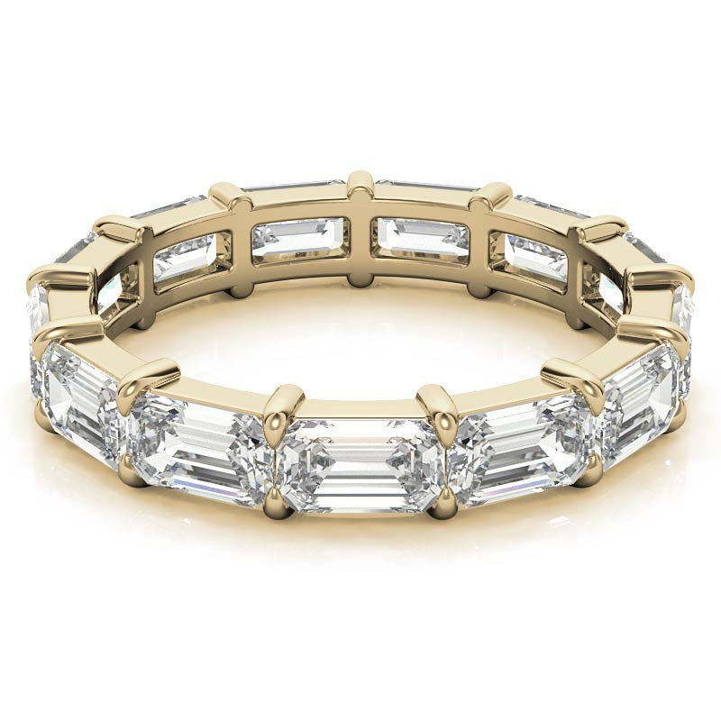5x3mm Emerald Shared Prong Moissanite Eternity Ring