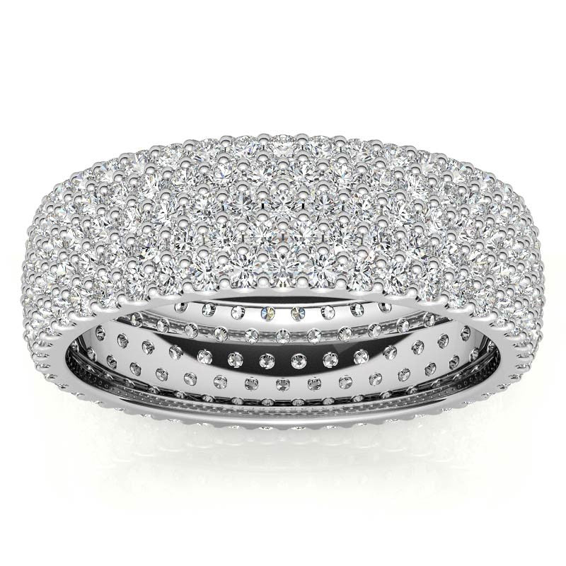 Round Brilliant Moissanite Pave Eternity Ring