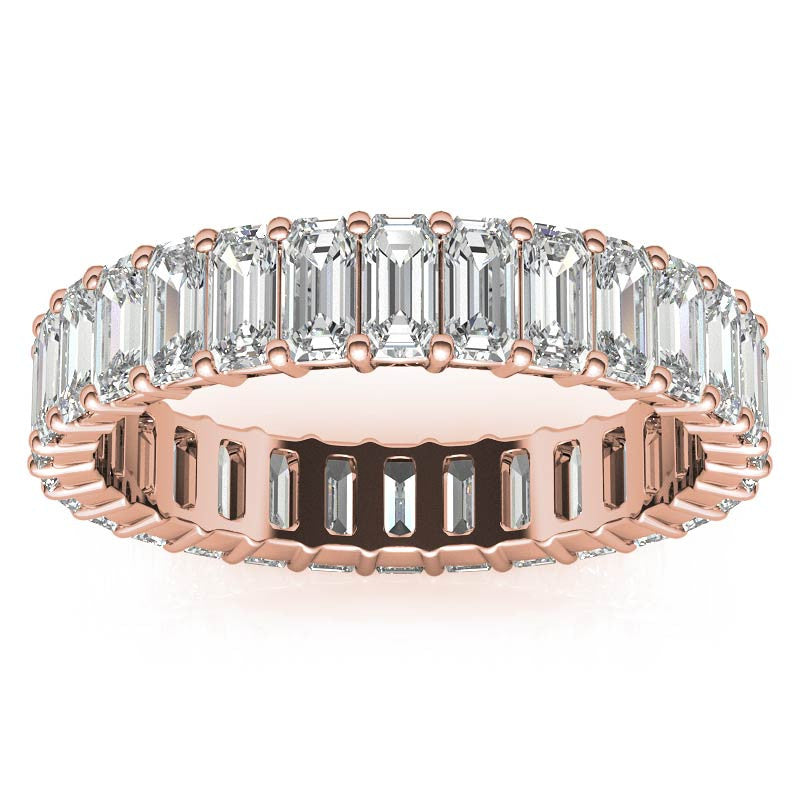 4x2mm Emerald Moissanite Eternity Ring