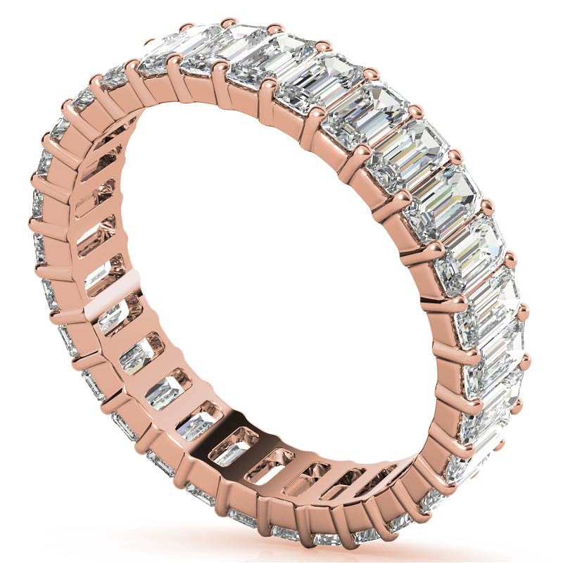 4x2mm Emerald Moissanite Eternity Ring